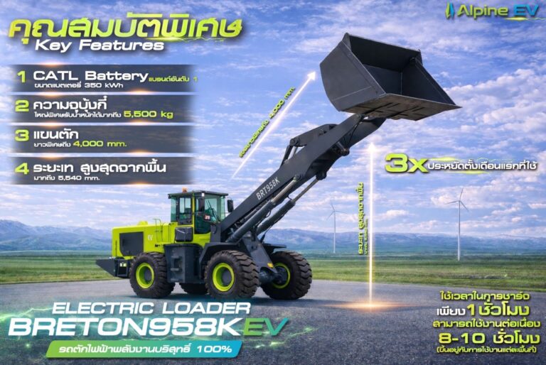 คุณสมบัติพิเศษของรถตักไฟฟ้า BRETON958K EV พลังงานสะอาดสำหรับงานอุตสาหกรรมยุคใหม่